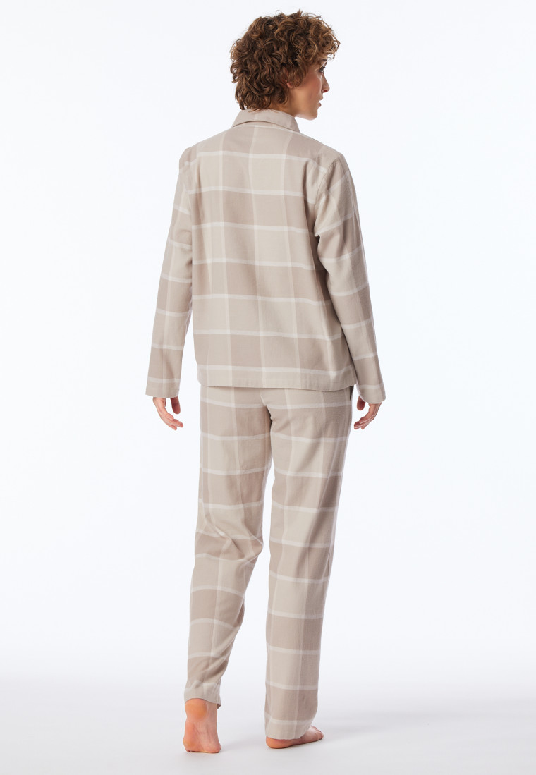 Pyjama lang Flanell beige kariert - Selected Premium Warming
