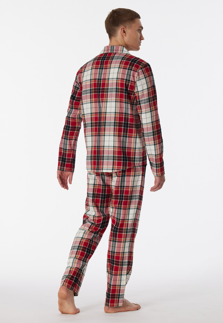 Pyjama lang geweven stof biologisch katoen knoopsluiting meerkleurig - X-Mas