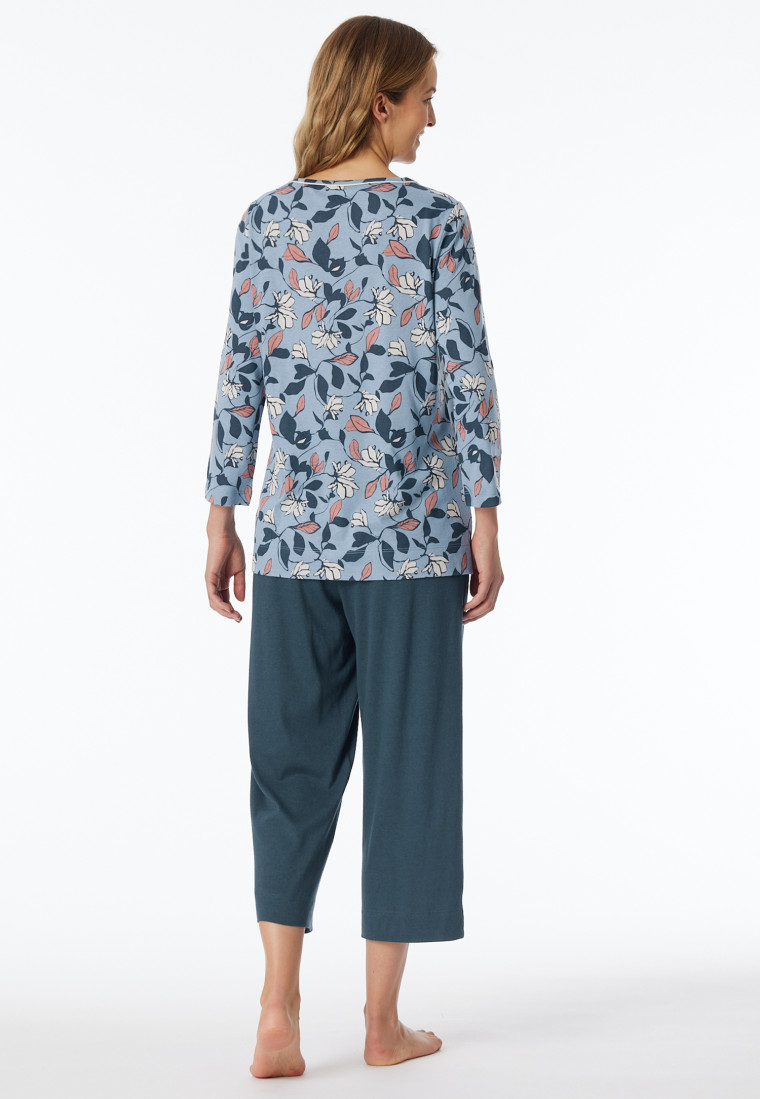 Pajamas 3/4-long blue-grey patterned - Comfort Nightwear