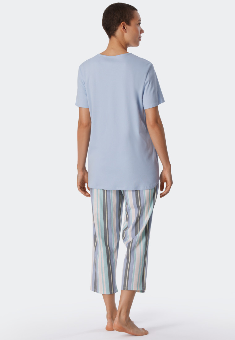 Schlafanzug 3/4-lang Interlock V-Ausschnitt multicolor - Comfort Fit