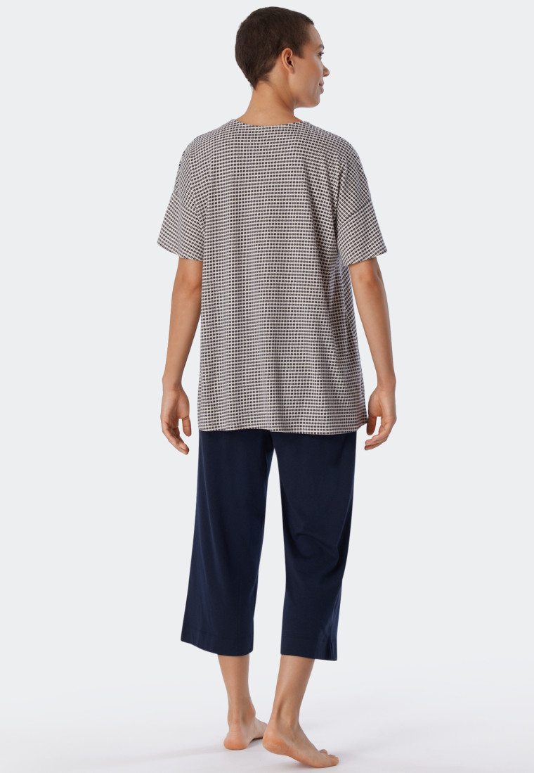 Pyjama 3/4-lengte biologisch katoen wijde A-vorm grafische print veelkleurig - Flared Fit