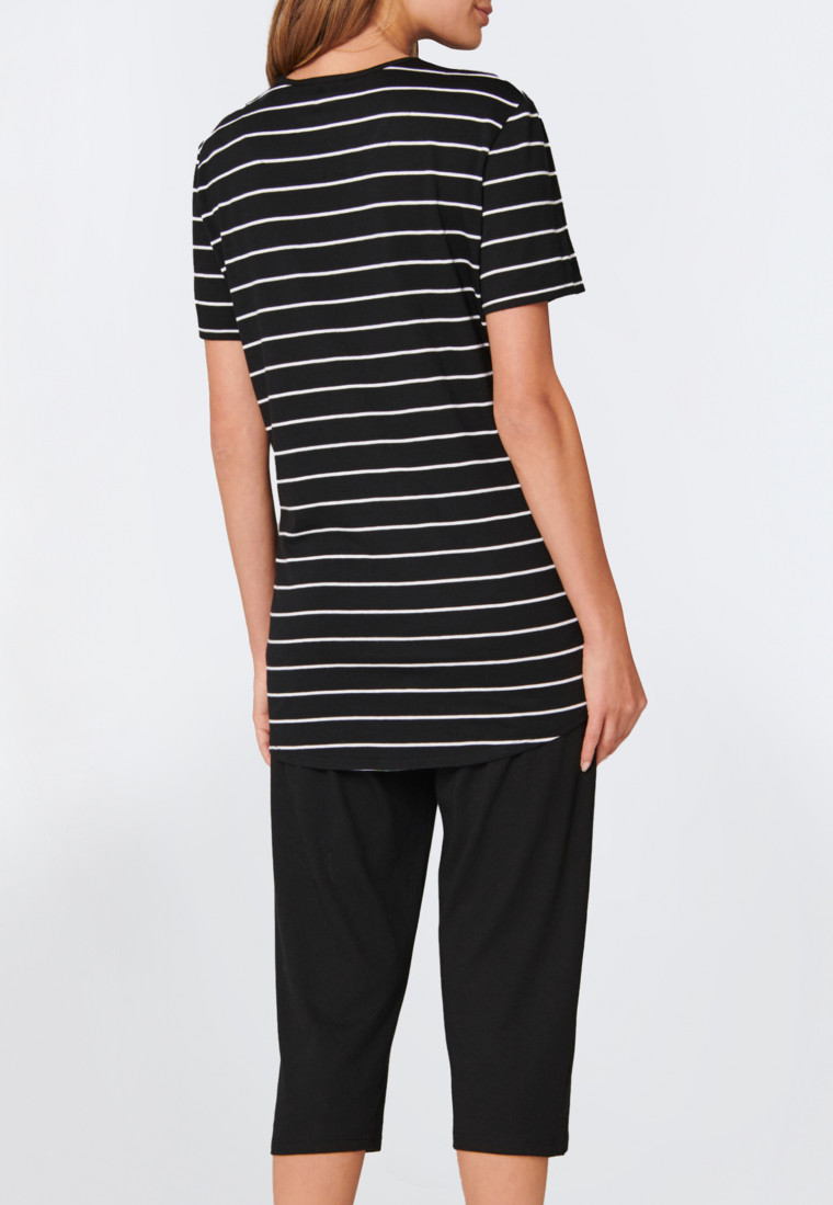 Pajamas 3/4 length stripes black – selected! premium