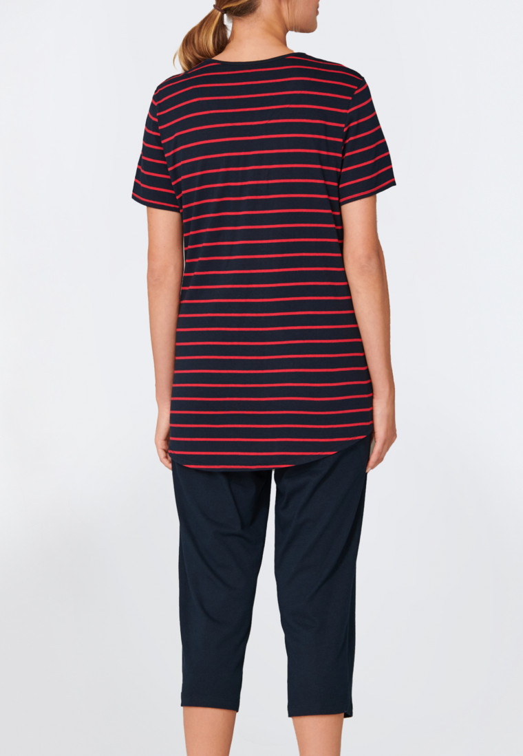 pajamas 3/4-length stripes black-red - selected! premium inspiration