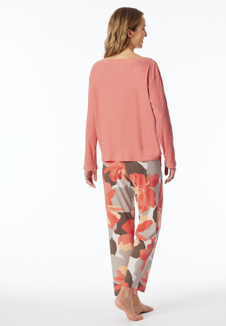 Schlafanzug 7/8 Doppelripp papaya - Modern Nightwear