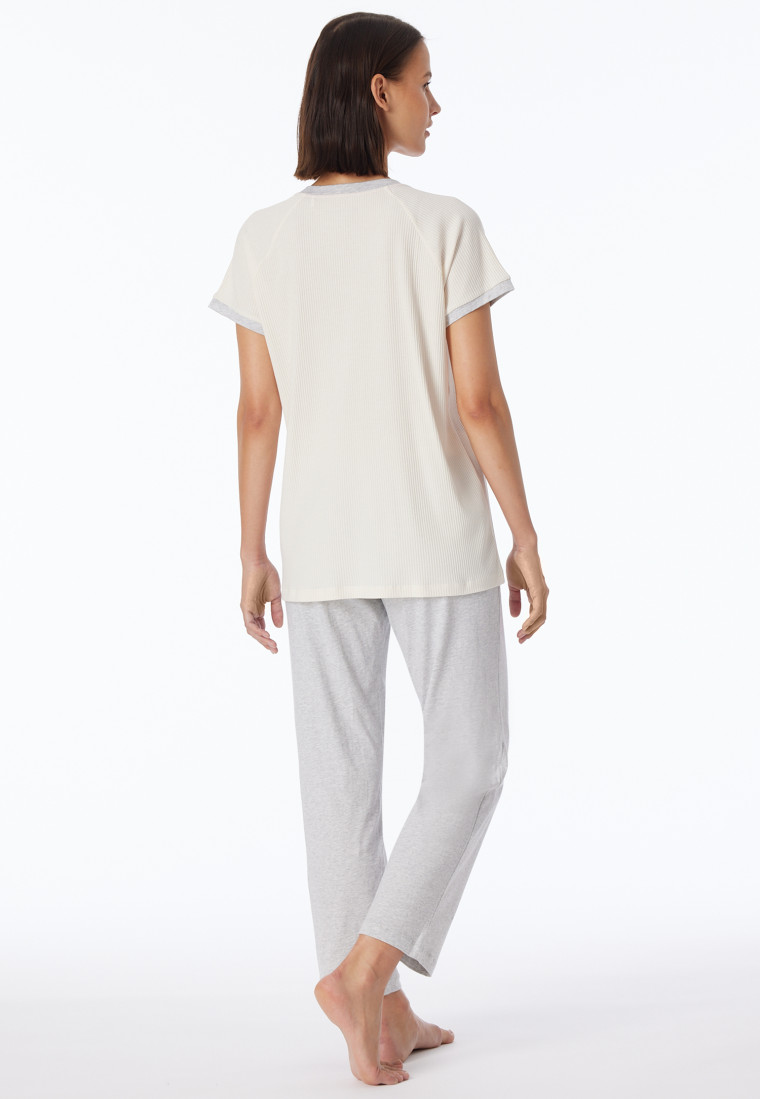 Pyjama 7/8 Lengte van katoen roomwit - Casual Nightwear