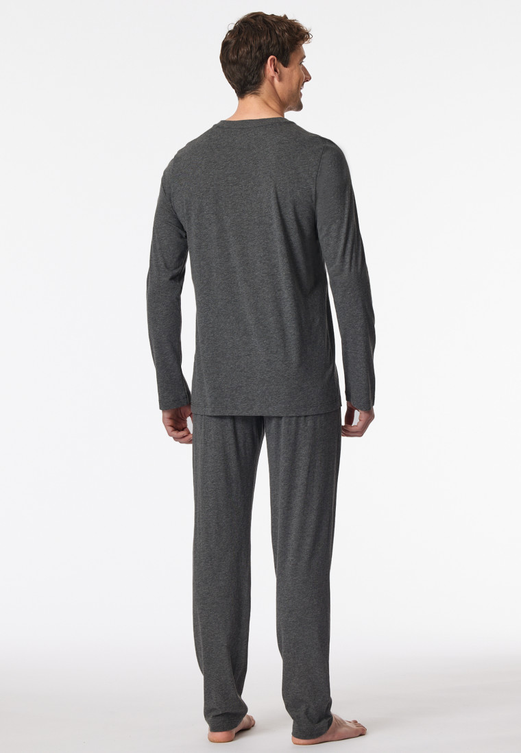 Pyjama dubbelrib lange donkergrijs gemêleerd - Modern Nightwear