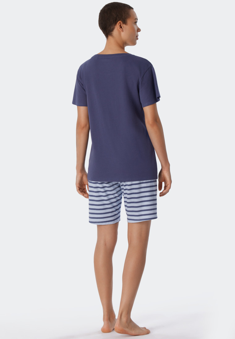 Pajamas short organic cotton blue - Essential Stripes