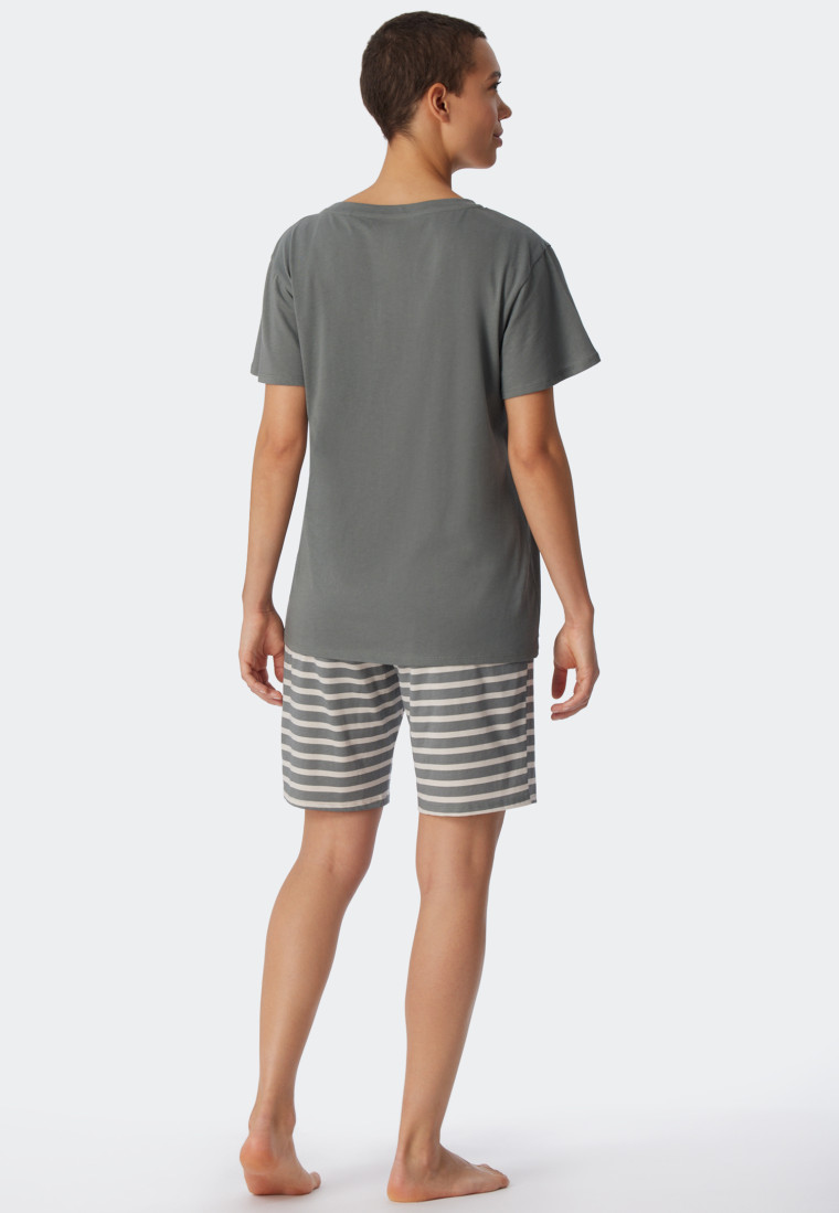Pyjama kort biologisch katoen jade - Essential Stripes