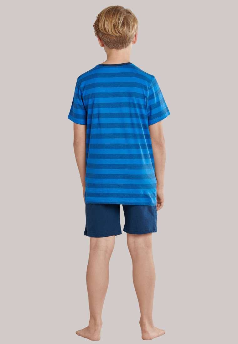 Pajamas short jersey crew neck striped royal blue - Surfer Style