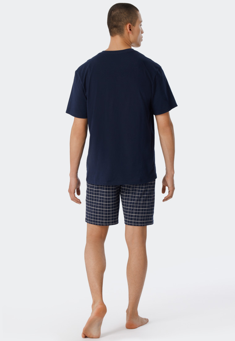 Pajamas short jersey V-neck blue - Ebony