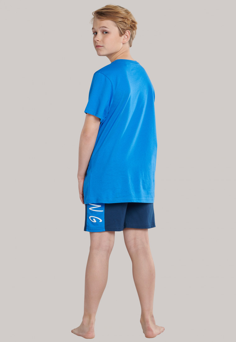 pajamas short jersey V-neck royal blue - Surfer Style