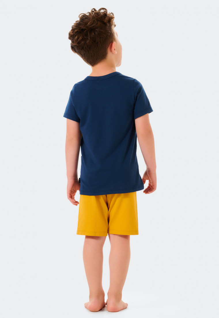Pyjamashort biologisch katoen bamboe luipaard indigo - Natural Love