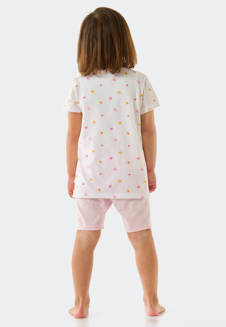 Pyjama kort biologisch katoen kronen prinses wit - Girls World