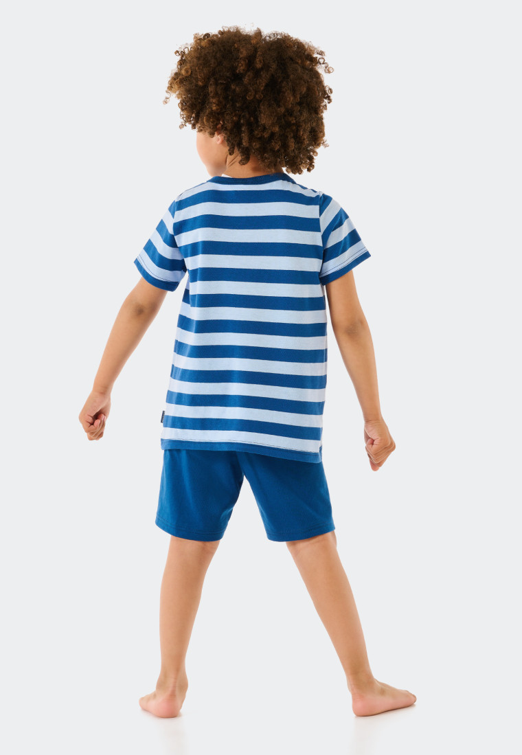 Pajamas short organic cotton rat paper boat stripes air blue - Rat Henry