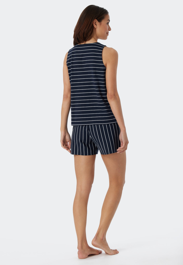 Schlafanzug kurz Organic Cotton Ringel dunkelblau - Just Stripes