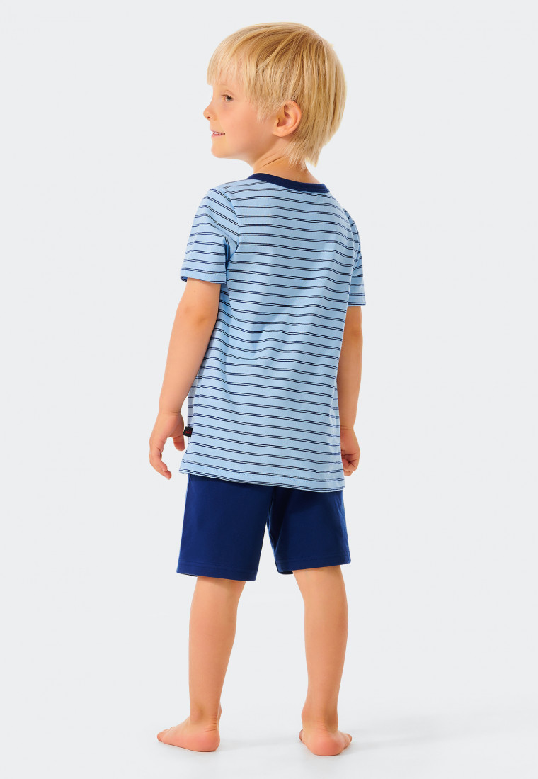 Short pajamas organic cotton stripes shark steering wheel - Capt'n Sharky
