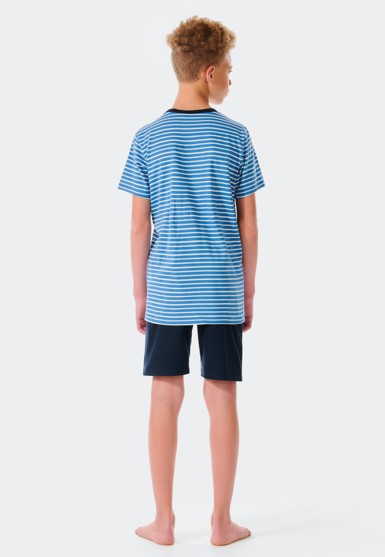 Short pajamas organic cotton stripes indigo - Summer Camp
