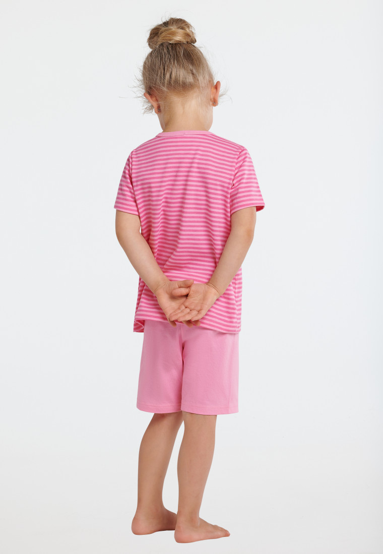 Pyjama kort organic cotton streepjes paard roze - Nightwear