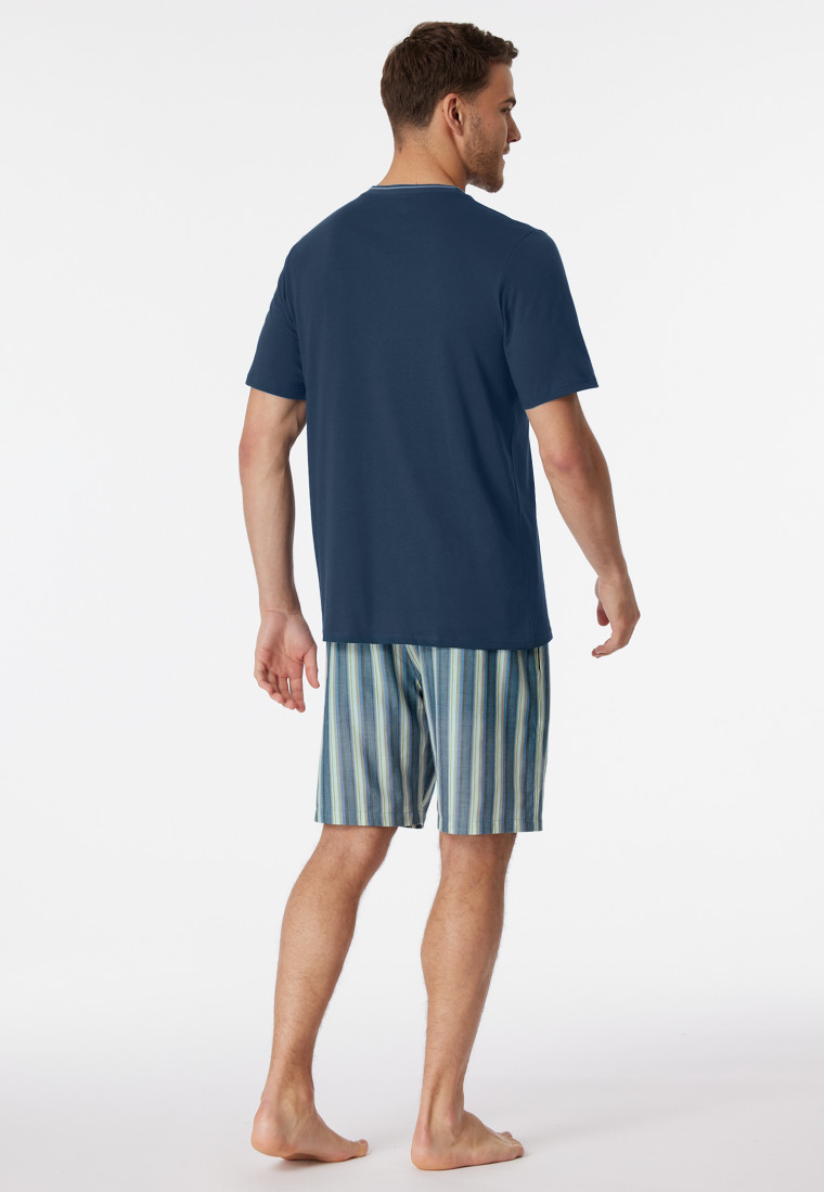 Pyjama court en coton biologique rayures amiral - Selected Premium