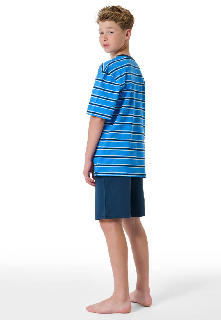 Schlafanzug kurz Organic Cotton Streifen aquarium - Nightwear