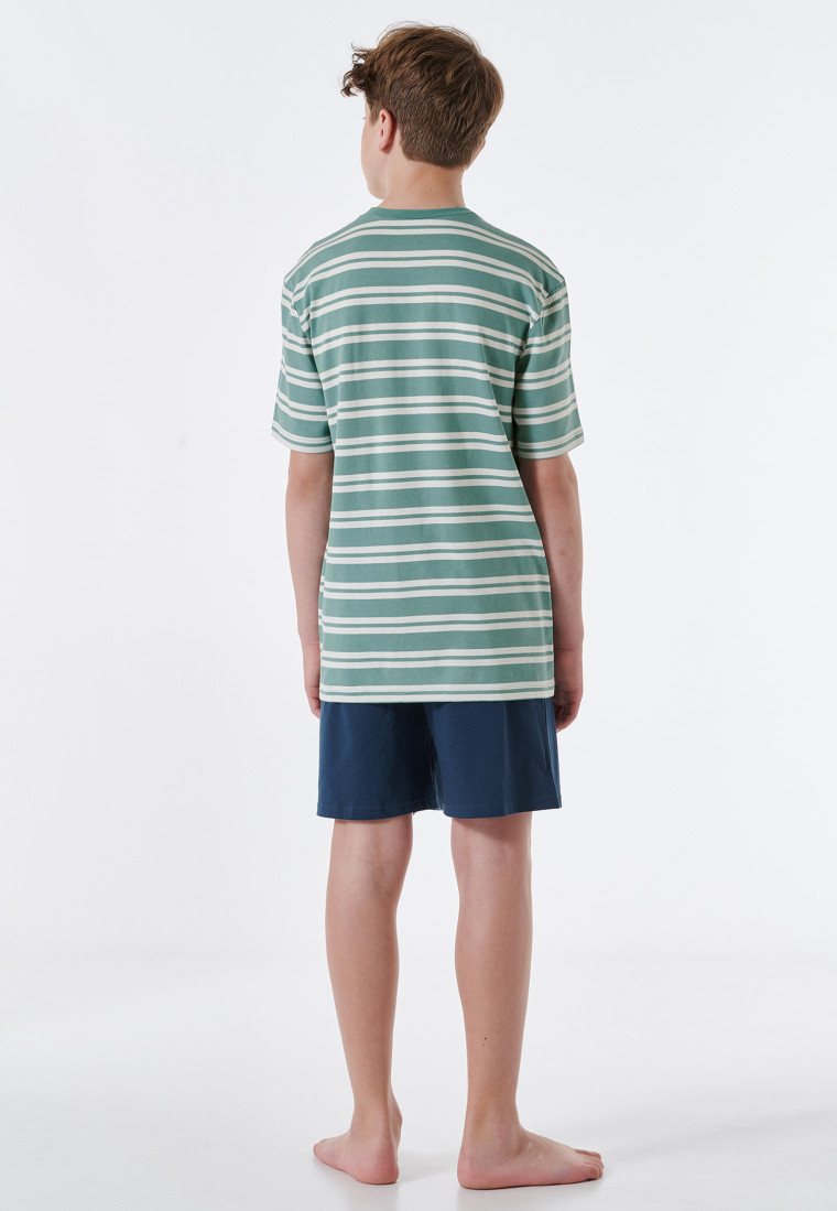 Pyjamas short Organic Cotton stripes Baseball mineral - Nightwear