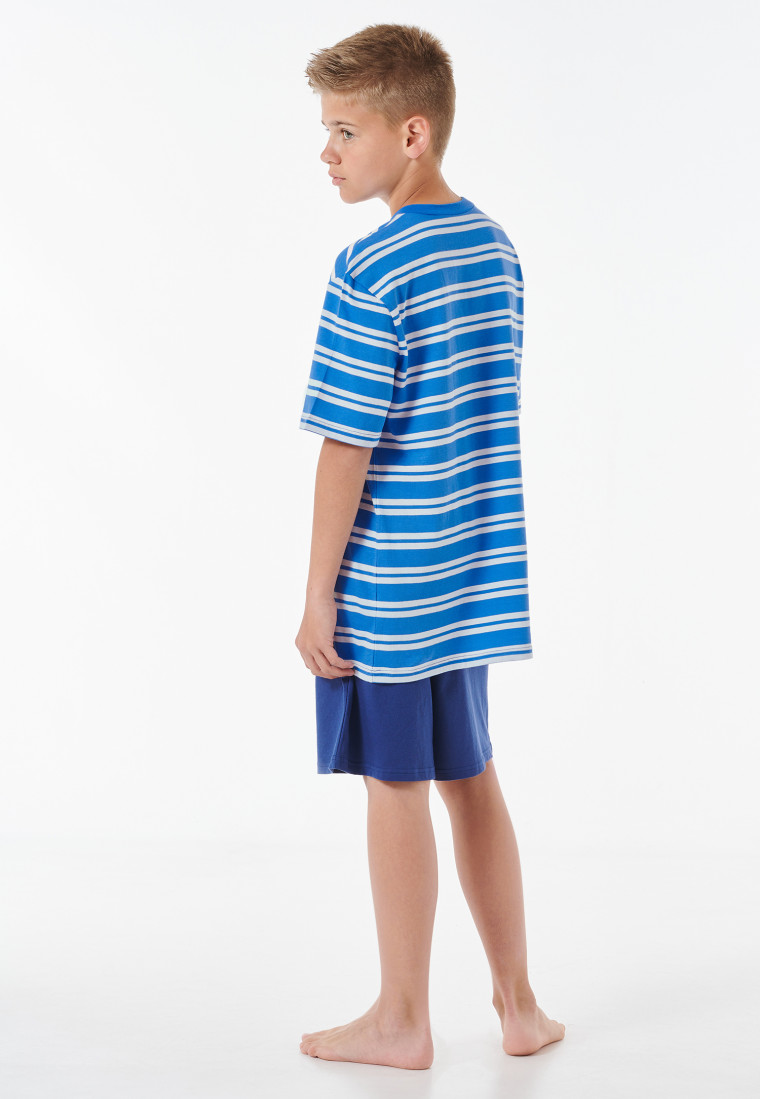 Pyjamas short Organic Cotton stripes blue - Nightwear