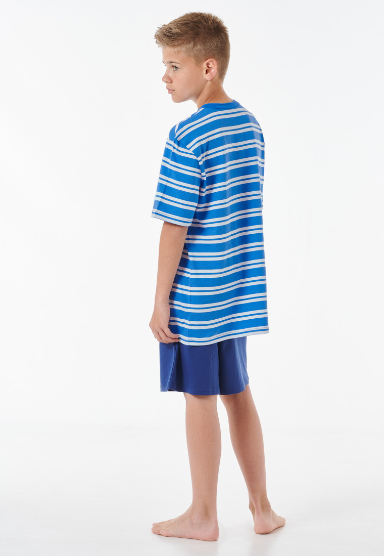 Pigiama corto in Organic Cotton a righe blu - Nightwear