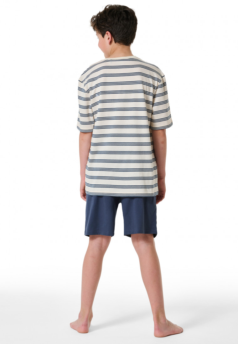 Schlafanzug kurz Organic Cotton Streifen creme - Nightwear