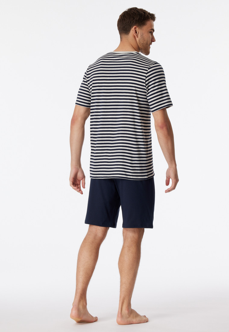 Pyjamas short Organic Cotton stripes grapefruit - Casual Nightwear