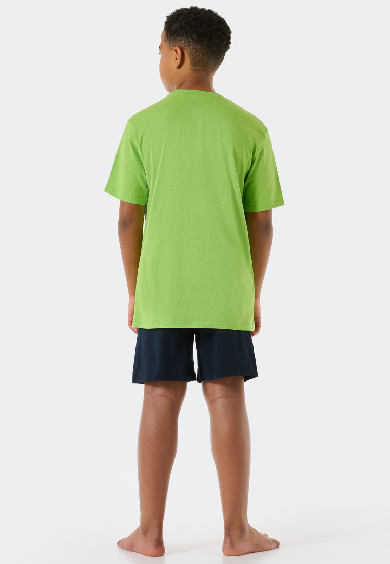 Pyjama court coton bio surfeur citron vert - Ocean Flow