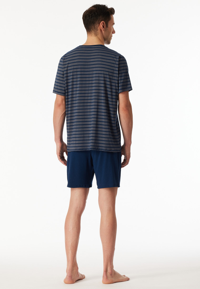 Short pyjamas striping dark blue - Long Life Soft