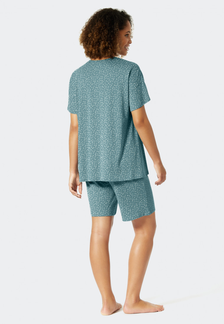 Pyjama court tencel silhouette en A pois bleu-gris - Minimal Comfort Fit