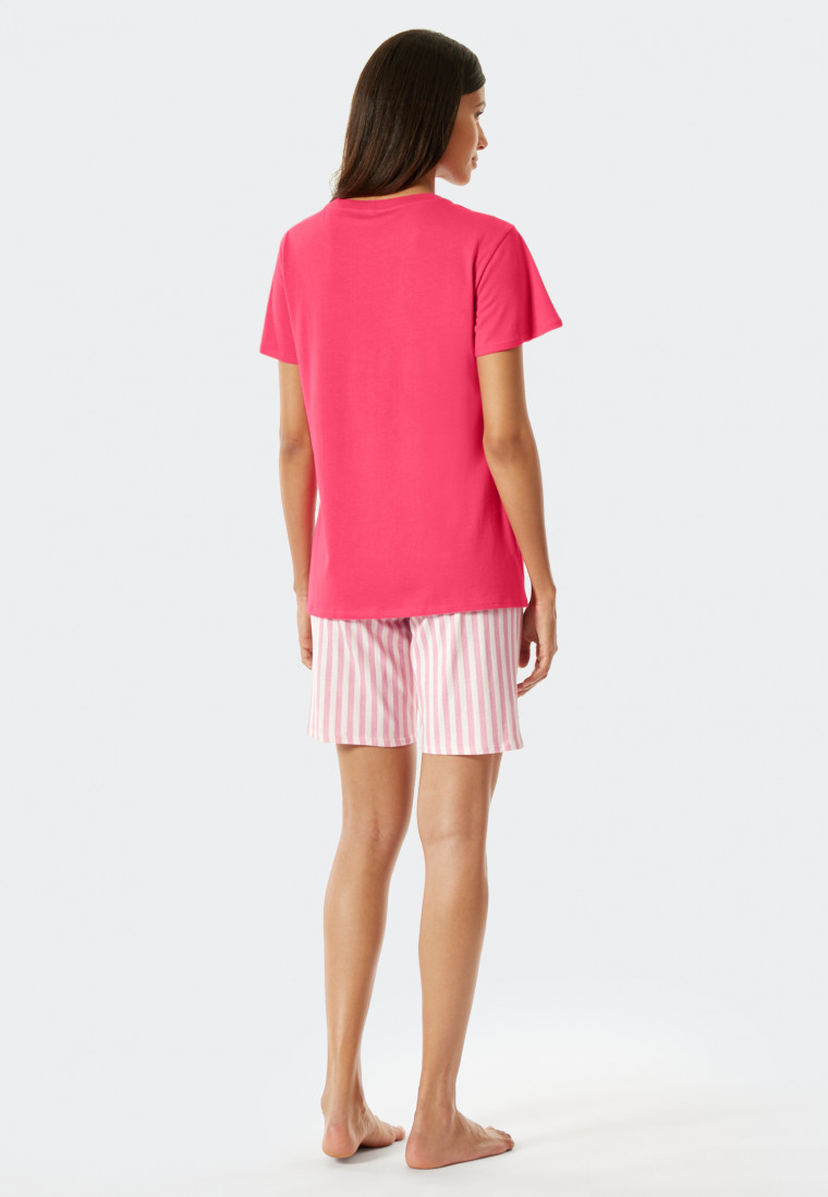 Schlafanzug kurz Tencel pink - Pure Stripes