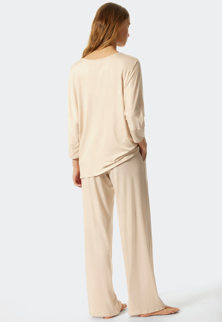 Pajamas long 3/4-length sleeves Tencel V-neck sahara - selected! premium inspiration