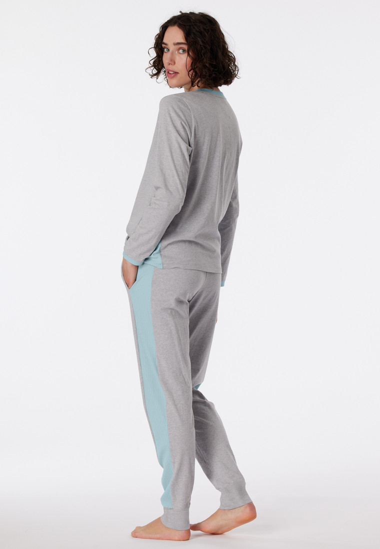 Pyjama long en coton bio gris foncé chiné - Casual Nightwear
