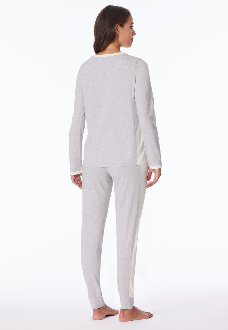 Pajamas long organic cotton gray melange - Casual Nightwear