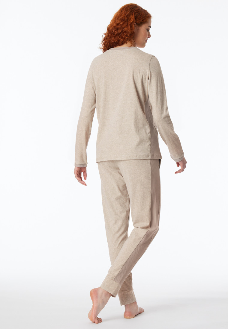 Schlafanzug lang Bio-Baumwolle natur - Casual Nightwear