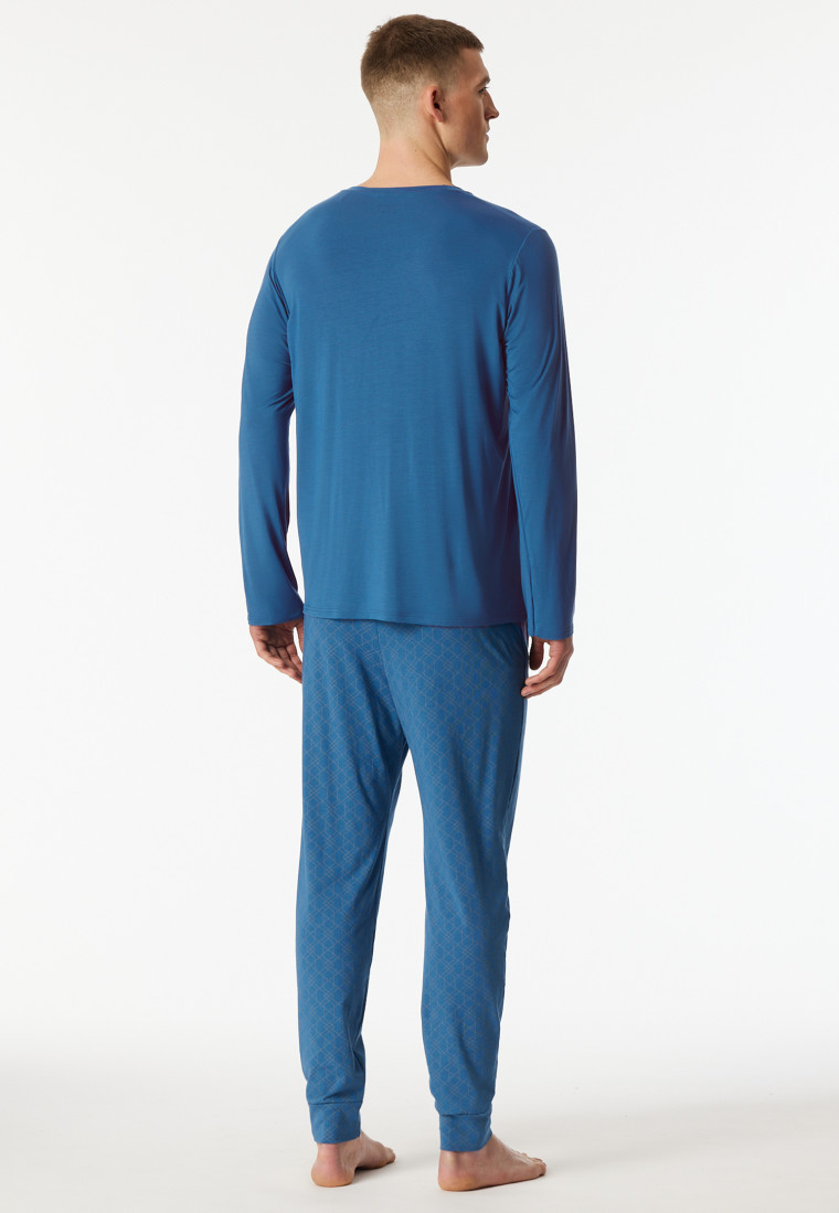 Long pyjamas with blue cuffs - Long Life Soft