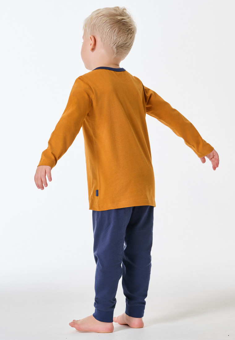 Pyjamas long pyjamas cuffs Dino curry - Kids Nightwear