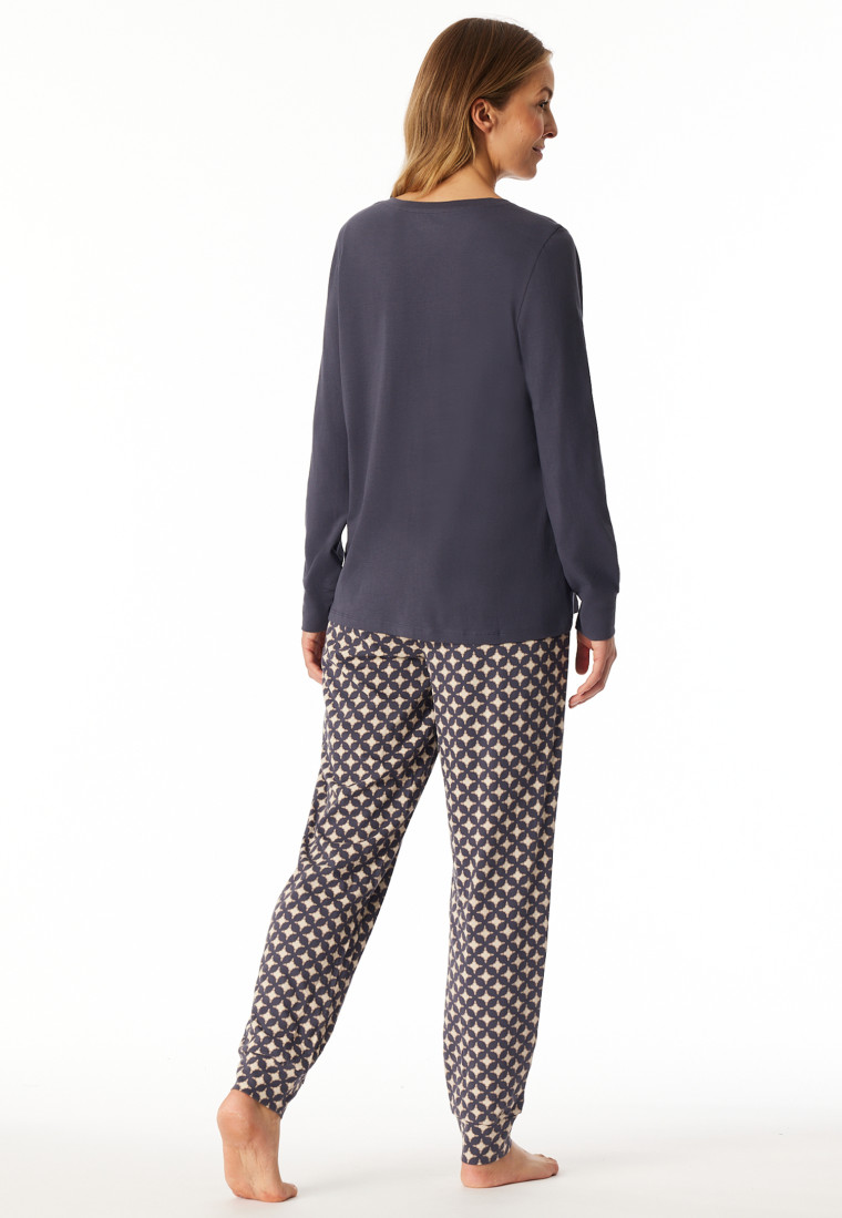 Pyjamas long pyjamas with graphite patterned cuffs - Comfort Essentials