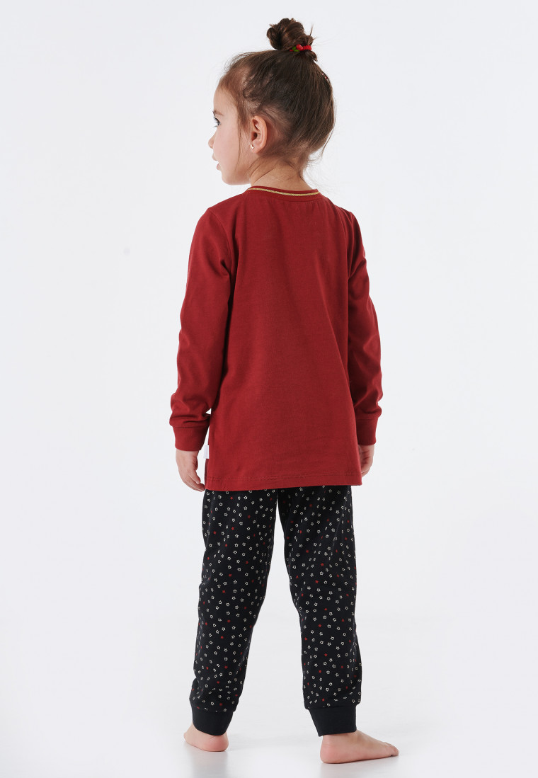 Pyjama lang manchetten metalliceffect hart sterren bordeaux - Family