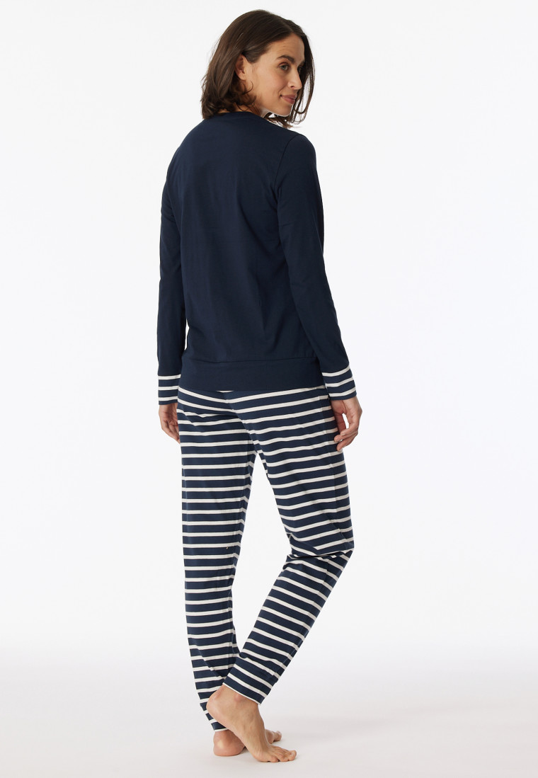 Pyjama longs bords-côtes bleu nuit - Casual Essentials