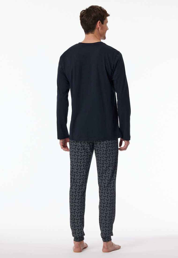 Pajamas long cuffs midnight blue Casual Essentials SCHIESSER