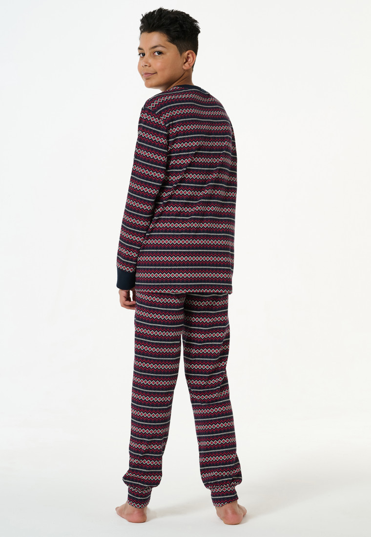 Pyjama long poignet bleu nuit imprimé - Family