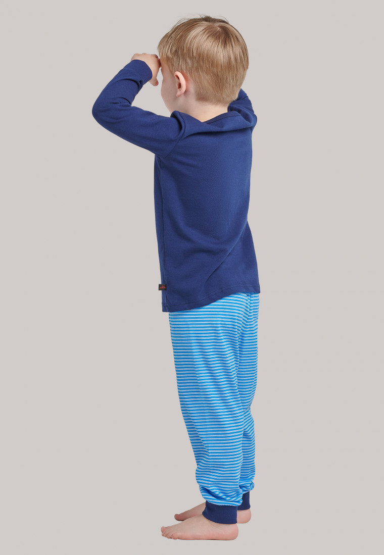 Schlafanzug lang Bündchen Organic Cotton Ringel Pirat dunkelblau - Capt´n Sharky