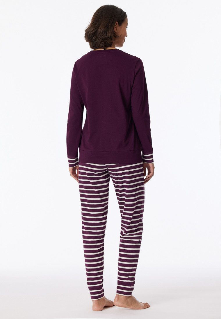 Pyjama longs bords-côtes prune - Casual Essentials