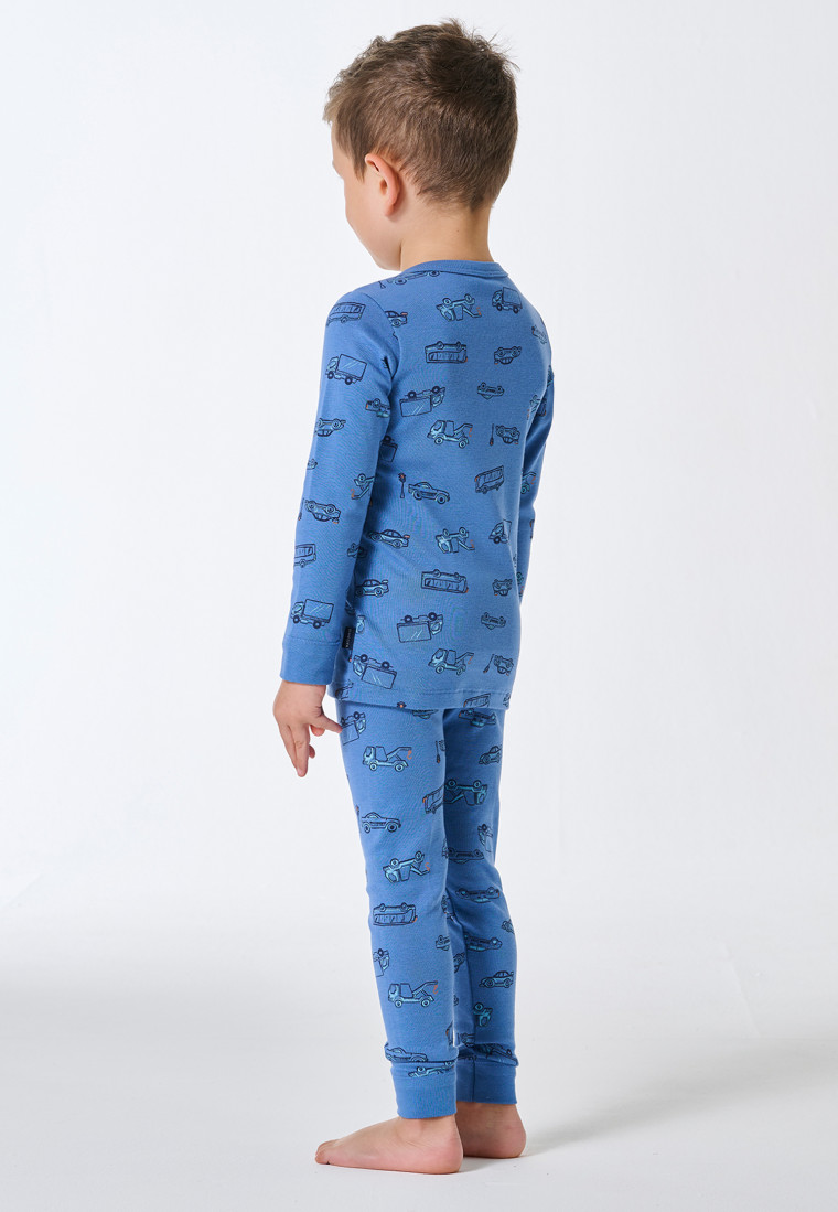 Pyjama lange fijnrib manchetten blauw - Kids Nightwear