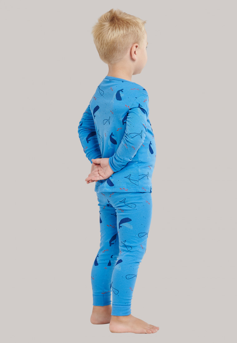 Pyjama long côtelé Organic Cotton baleines bleu - Natural Love