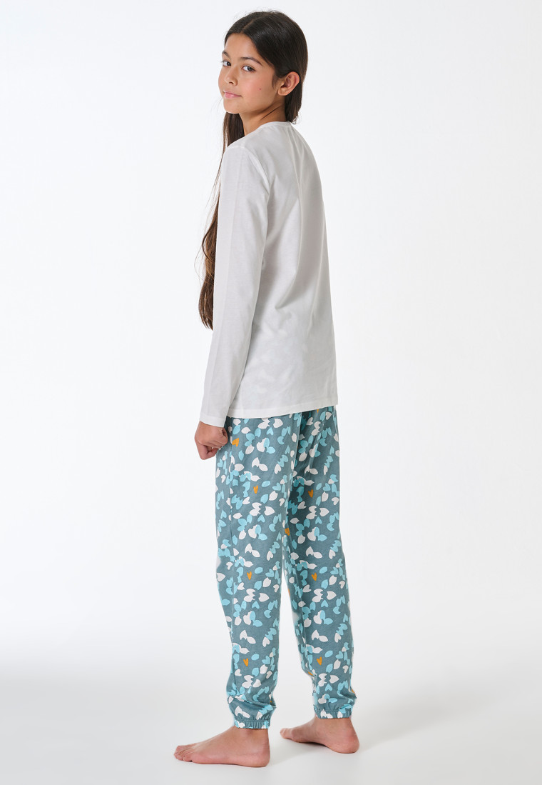 Lange pyjama met bloemenpatroon off-white - Teens Nightwear