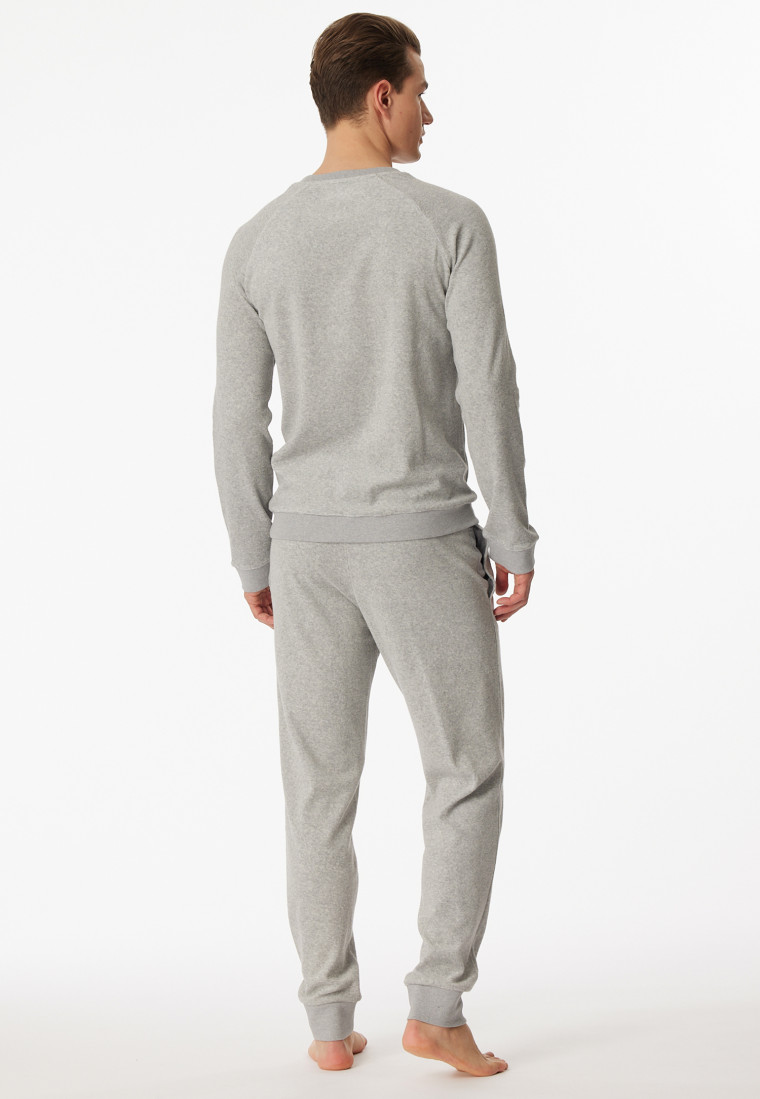 Bündchen | grau-meliert Frottee lang SCHIESSER - Schlafanzug Nightwear Warming